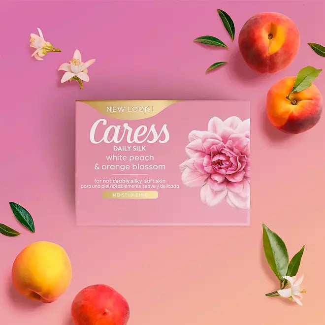 Caress Silkening Daily Silk Beauty Bar White Peach Orange Blossom 375 oz 16 ct