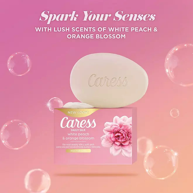 Caress Silkening Daily Silk Beauty Bar White Peach Orange Blossom 375 oz 16 ct