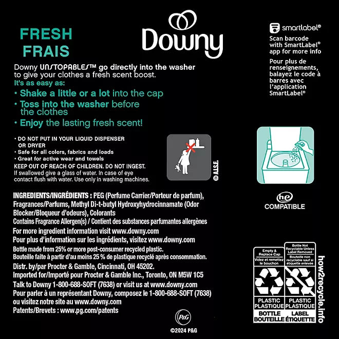 Downy Unstopables In Wash Scent Booster Beads Fresh 34 oz