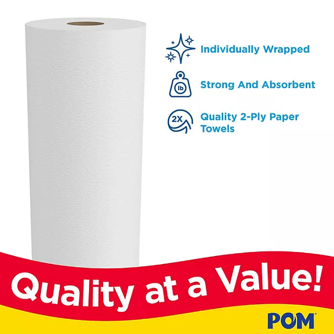 POM Individually Wrapped 2 Ply Paper Towels 110 sheets roll 30 rolls