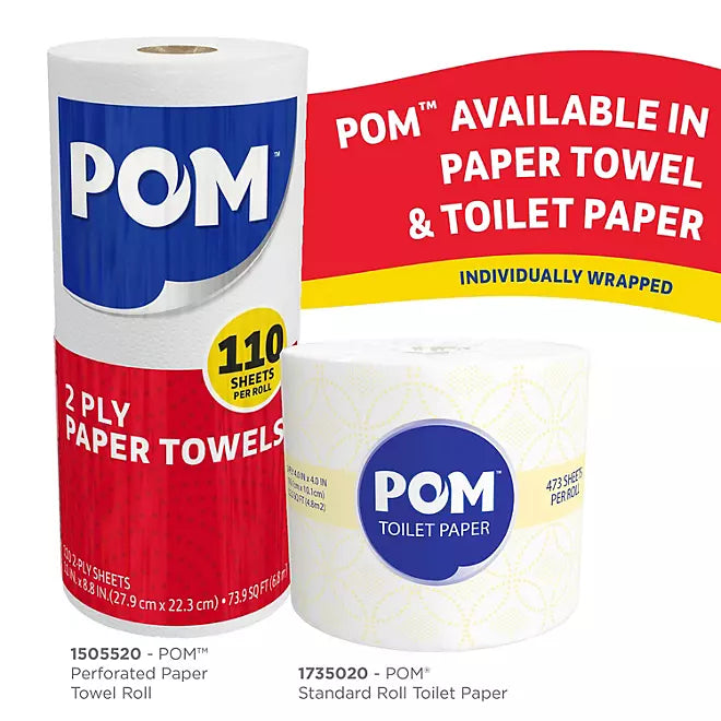 POM Individually Wrapped 2 Ply Paper Towels 110 sheets roll 30 rolls