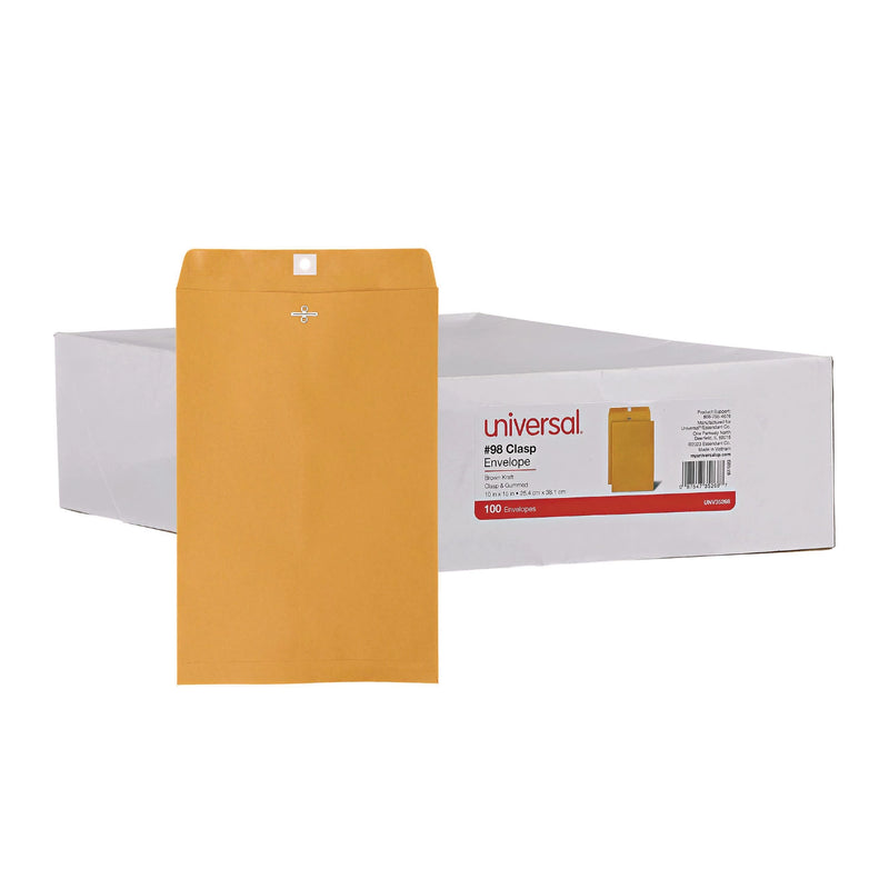 Universal Kraft Clasp Envelope Center Seam 28 lb 10 x 15 Brown Kraft 100 Box 10 x 15