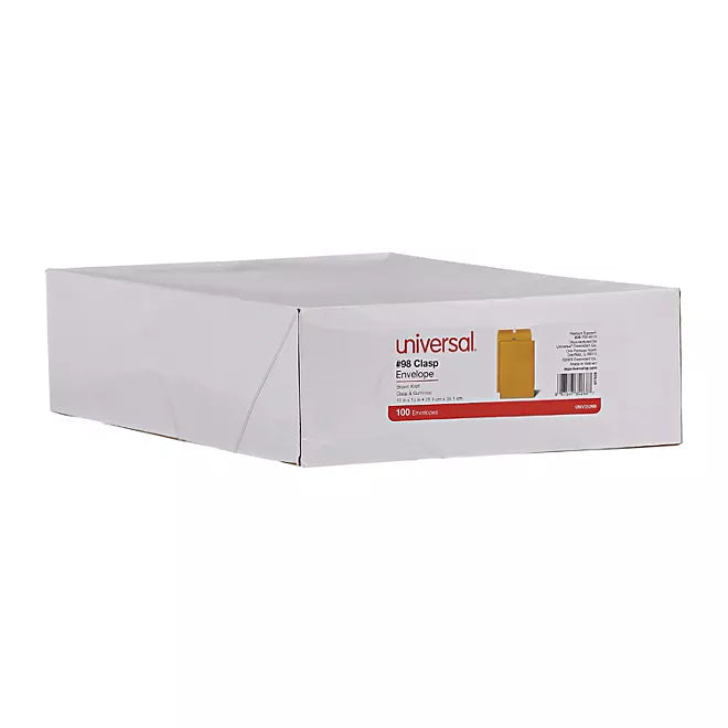 Universal Kraft Clasp Envelope Center Seam 28 lb 10 x 15 Brown Kraft 100 Box 10 x 15