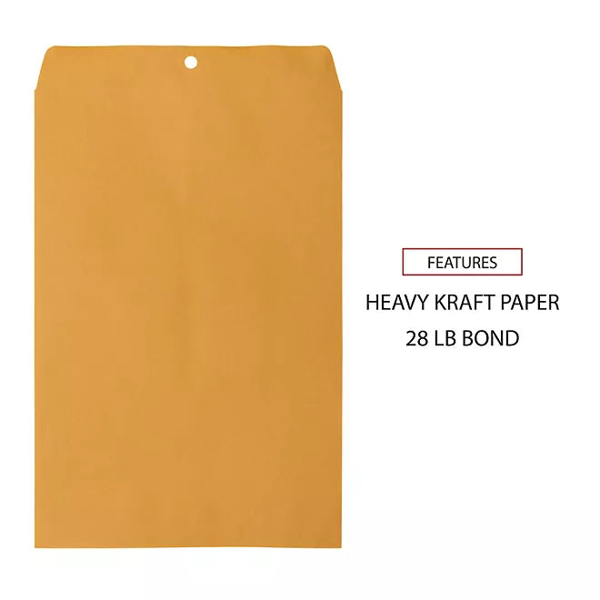 Universal Kraft Clasp Envelope Center Seam 28 lb 10 x 15 Brown Kraft 100 Box 10 x 15