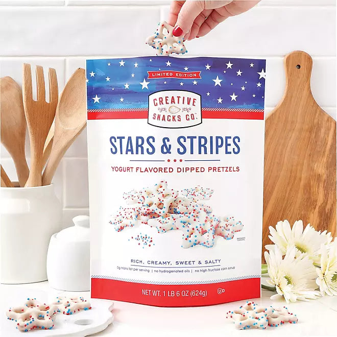 Creative Snacks Co. Stars & Stripes Yogurt Flavored Dipped Pretzels, 22 oz.