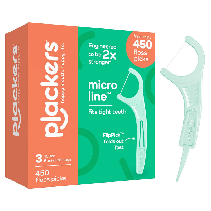 Plackers Micro Line Dental Floss Pick Mint 450ct