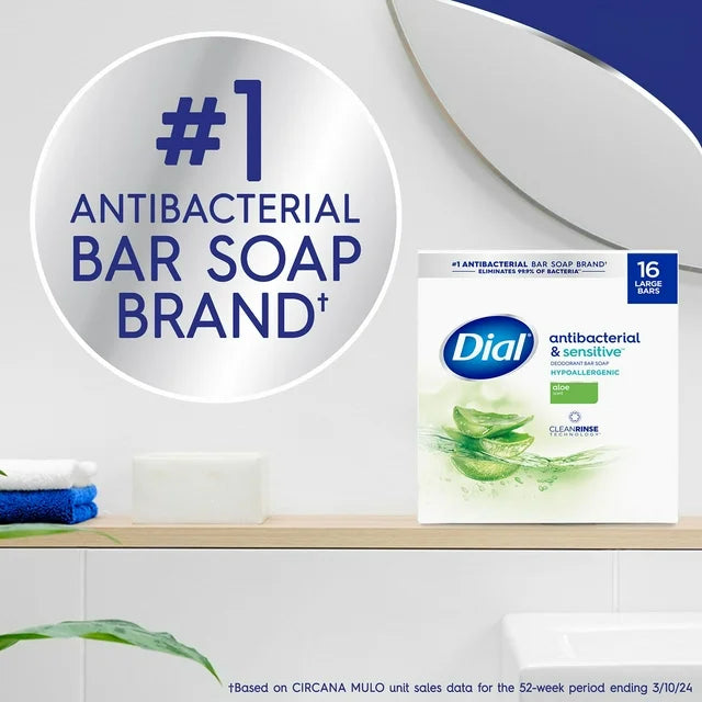 Dial Antibacterial Bar Soap Aloe Scent 4 oz 16 ct