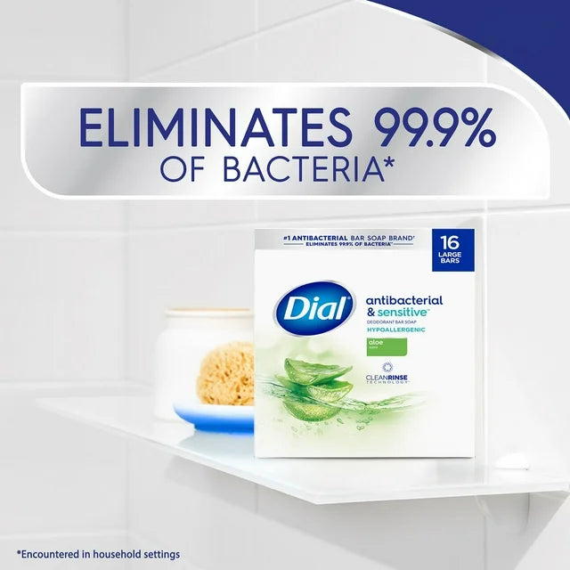 Dial Antibacterial Bar Soap Aloe Scent 4 oz 16 ct
