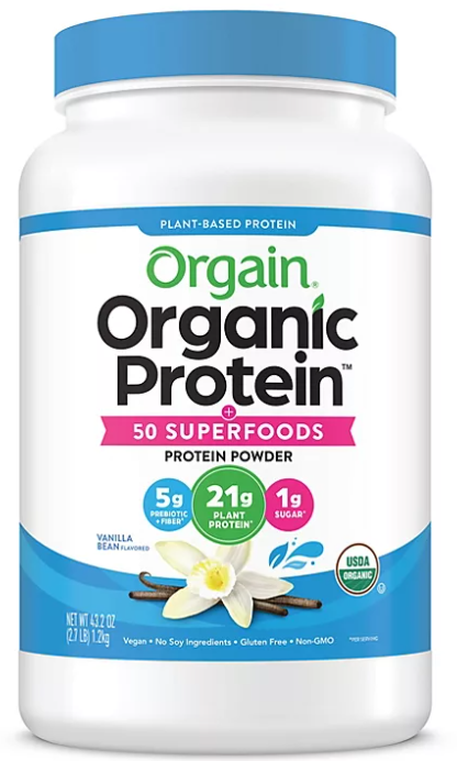 Orgain Organic Plant-Based Protein + Superfoods, Vanilla Bean (2.7 lbs.)