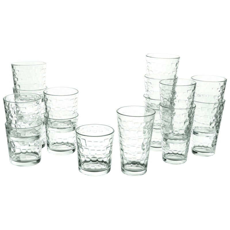 16pc Etched Glass Tumbler Set