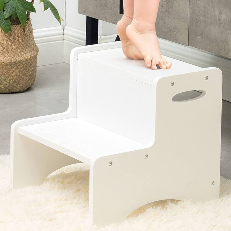 WOOD CITY Wooden Toddler Step Stool for Kids, White