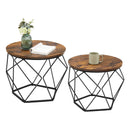 VASAGLE Small Coffee Table Set of 2, Round Coffee Table with Steel Frame