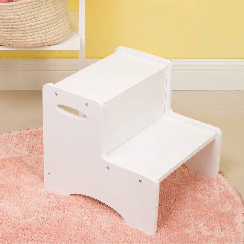 WOOD CITY Wooden Toddler Step Stool for Kids, White