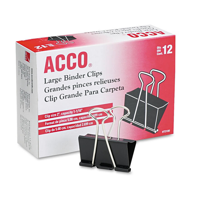 ACCO® Binder Clips, Large - 12Pc  Count