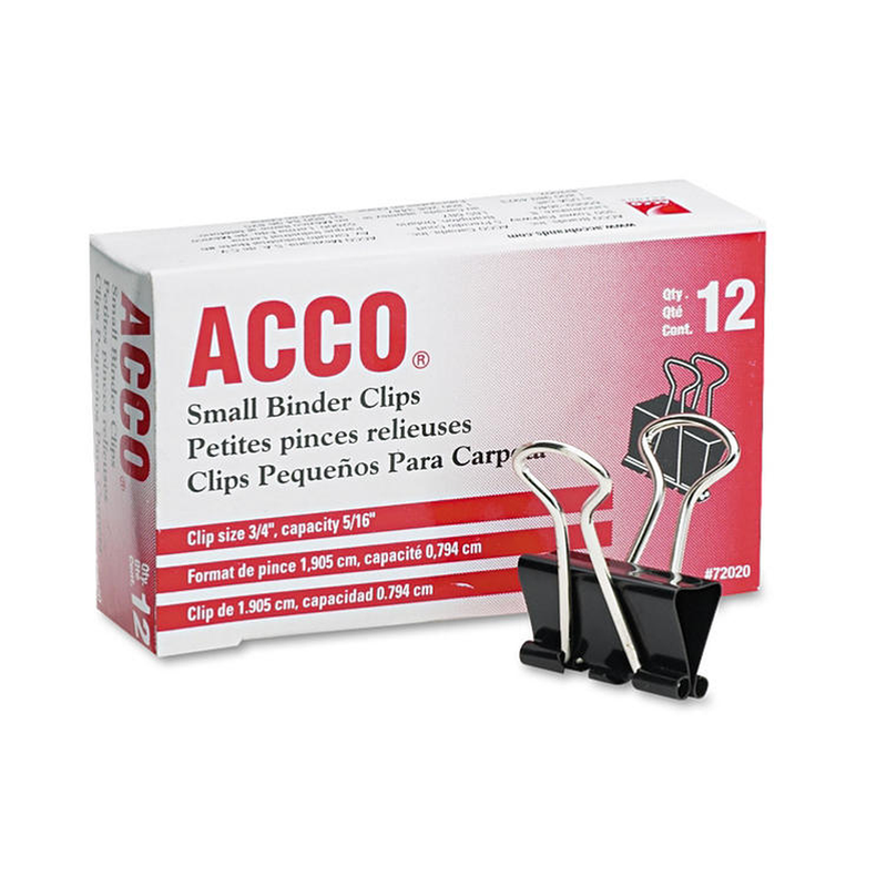 ACCO® Binder Clips, Small - (12 Boxes of 12 Each)