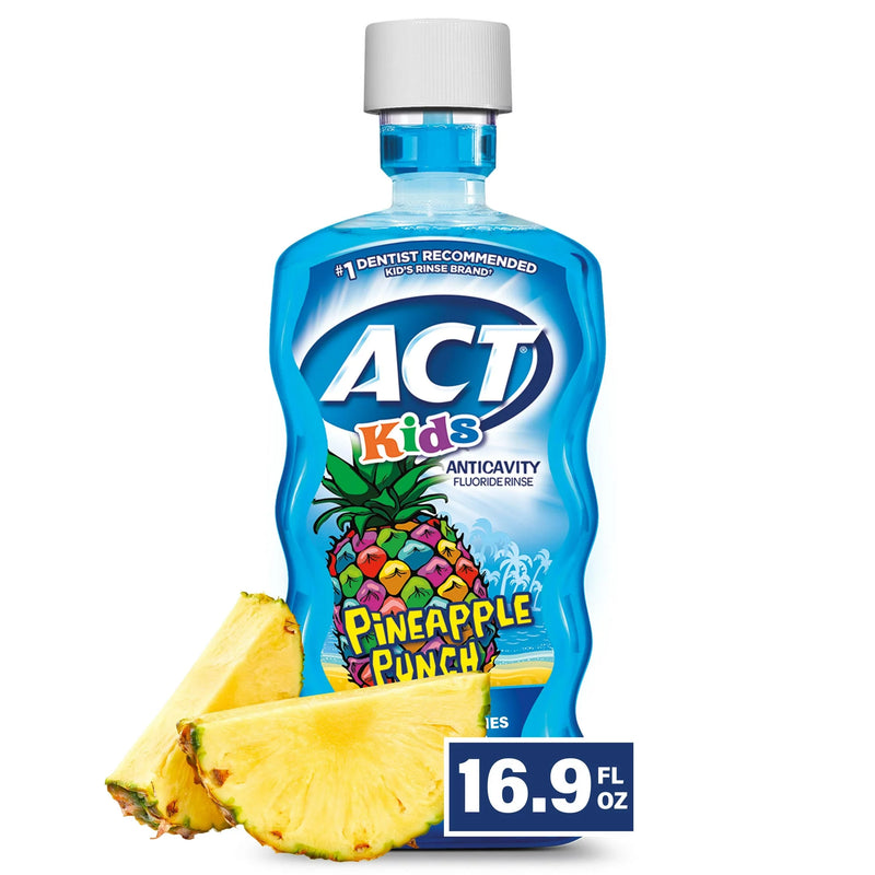 ACT Kids Anticavity Fluoride Mouthwash and Children's Mouth Rinse, Pineapple Punch, 16.9 fl oz