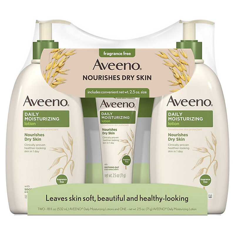 Aveeno Daily Moisturizing Lotion (18 fl. oz., 2 pk. + 2.5 oz. Tube)