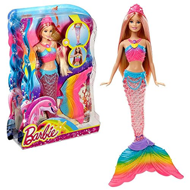 Mermaid Barbie Doll with Light-Up Rainbow Tail