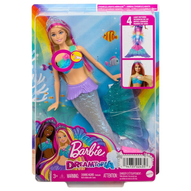 Mermaid Barbie Doll with Light-Up Rainbow Tail