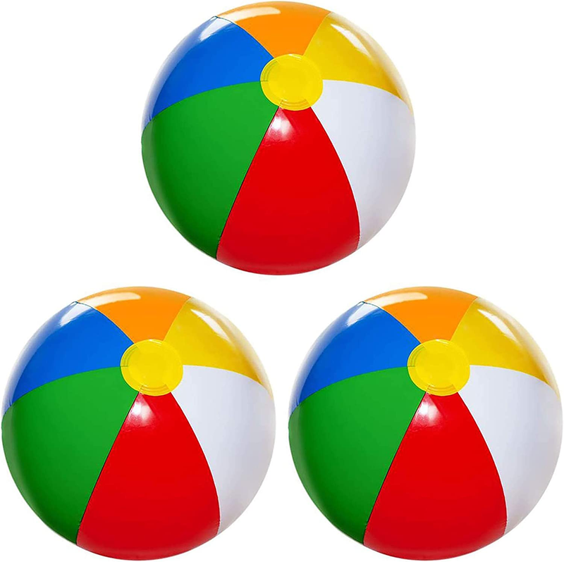 Beach Balls (3 Pack) 20 in Inflatebale beach balls for Kids  (Classic Rainbow Color)