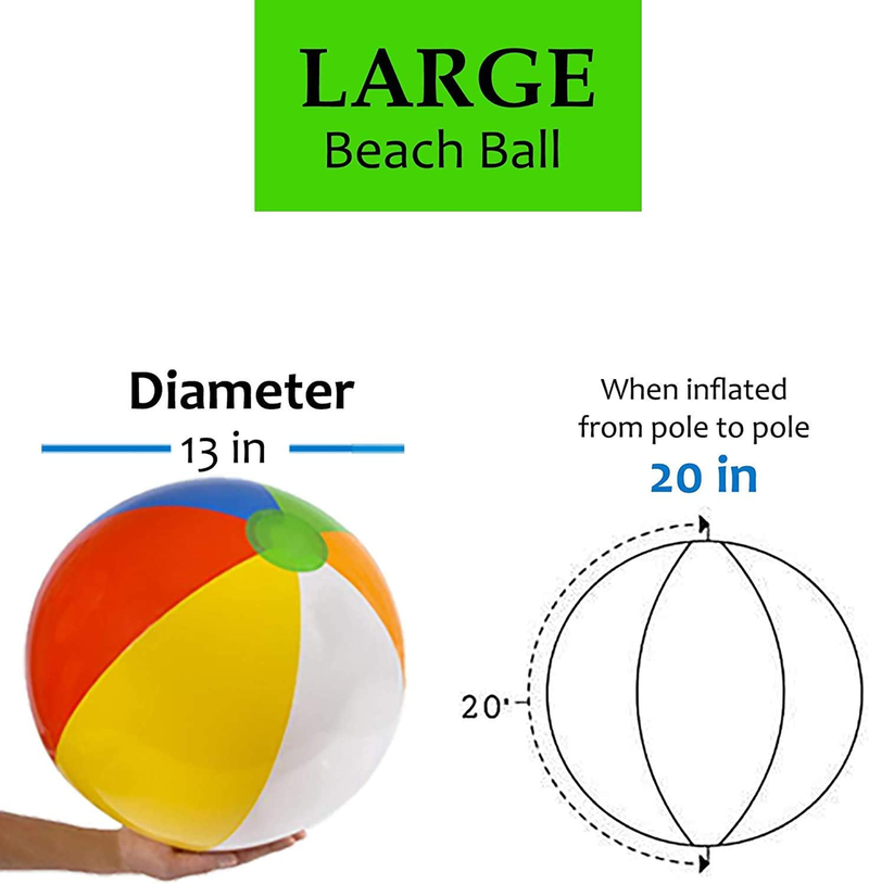 Beach Balls (3 Pack) 20 in Inflatebale beach balls for Kids  (Classic Rainbow Color)