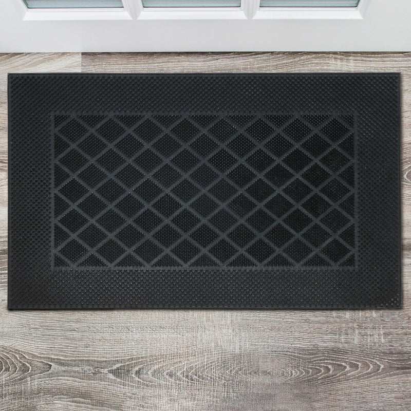 Black Rubber Pin Outdoor Doormat, Mainstays, 16" x 24"