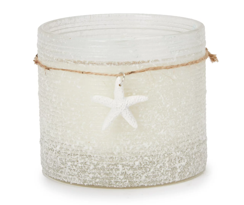 Coconut & Wood White Frosted Starfish-Accent Jar Candle, 12 oz.