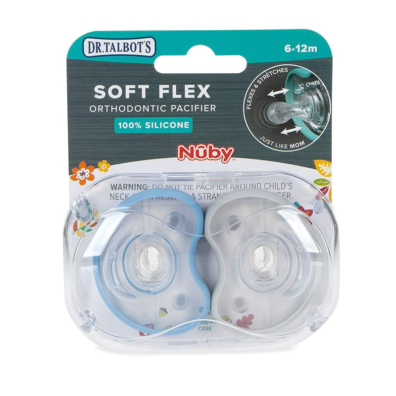 Dr. Talbot's Soft-Flex Orthodontic Pacifiers 6-12 Months, Blue & Gray, 2 Pack