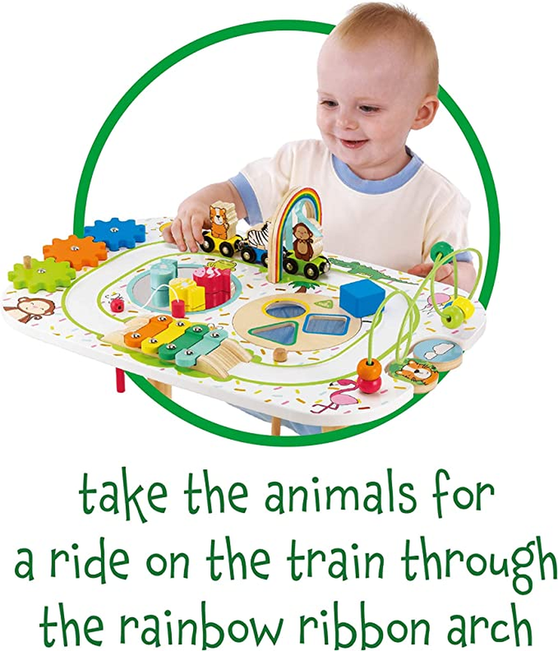 Early Learning Centre Wooden Activity Train Table, Hand Eye Coordination Training and Fine Motor Skills Toys for 2 Year Old