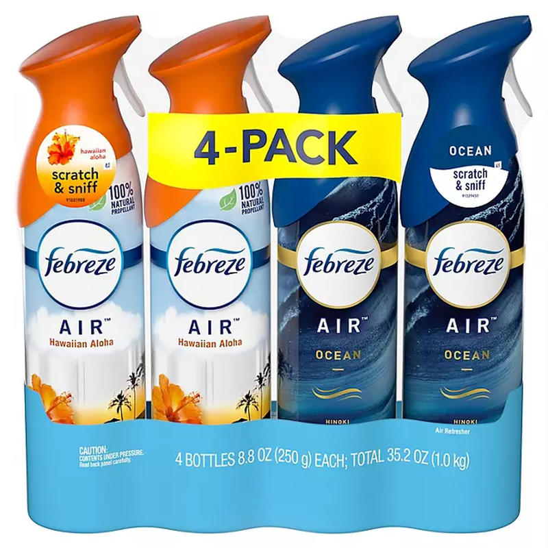 Febreze Air Freshener, 4-Pack (2 x Hawaiian Aloha, 2 x Ocean, 8.8 oz.)