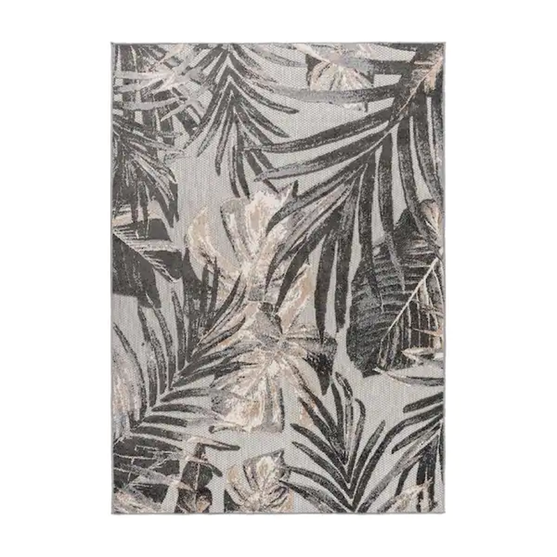 Rugshop Tropical Floral Leaves Indoor/Outdoor Area Rug 5' x 7' Gray