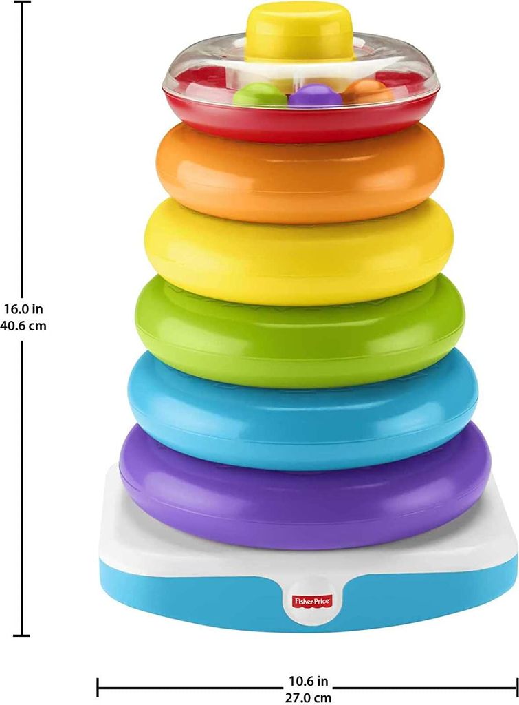 Fisher-Price Giant Rock-a-Stack Baby Toy, 14+ Inches Tall, Multi-Color Ring Stacking Toy for Infants and Toddlers