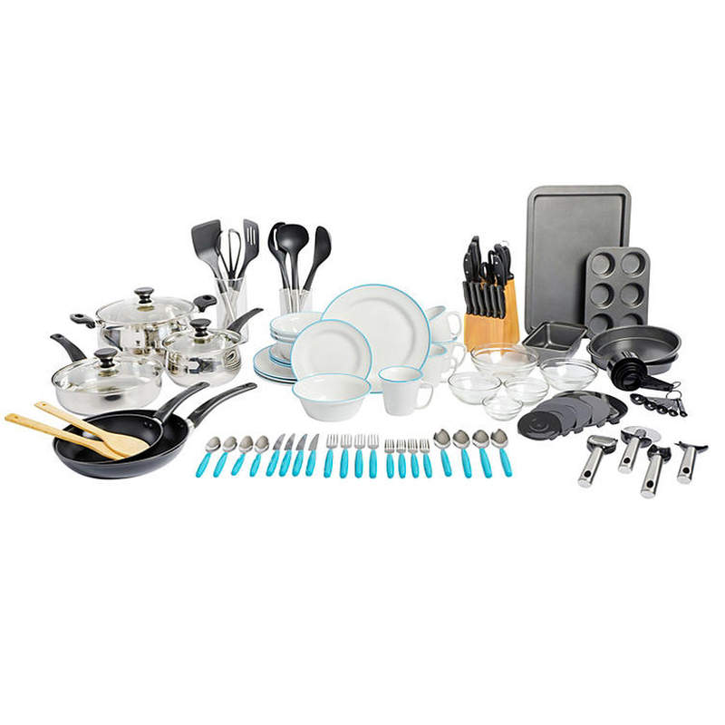 Gibson Home 95-Piece Complete Kitchen Starter Set- Black