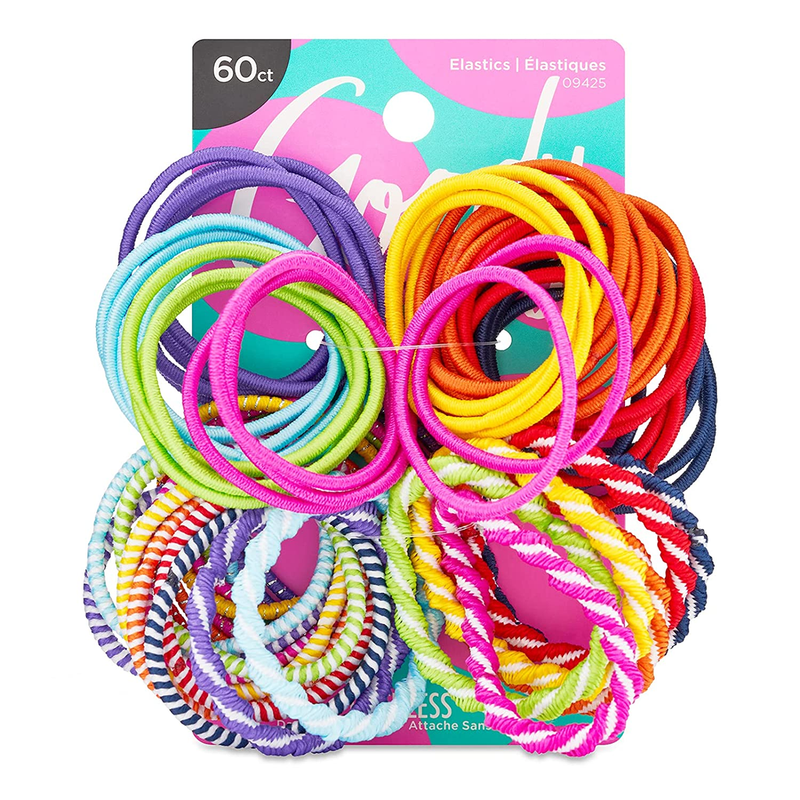 Goody Ouchless Elastic Hair Ties - 60 Count, Assorted In Brights and Pastels