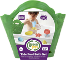 Green Toys Tide Pool Bath Set - 7 Piece Pretend Play,Floating Pouring Shells with Storage Bag. No BPA, phthalates, PVC. Dishwasher Safe, Recycled Plastic