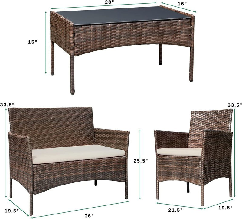 Greesum Patio Furniture 4 Pieces Conversation Sets