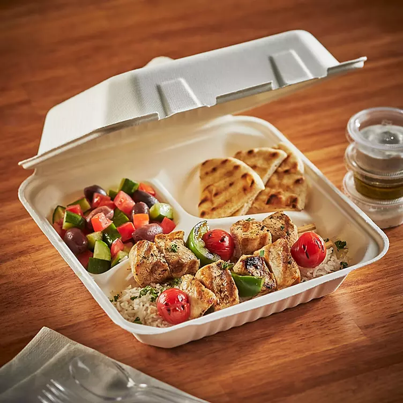 Hefty EcoSave 3-Compartment Take Out Plate Container (9" x 9", 50 ct.)