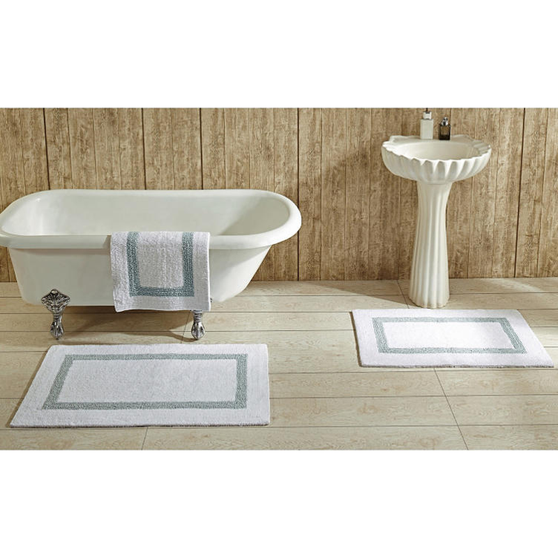 Hotel Collection Bath Rug 17X24 - White/Blue