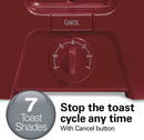 Hamilton Beach 2 Slice Toaster with Extra Wide Slots, Shade Selector, Auto-Shutoff, Cancel Button and Toast Boost, Red