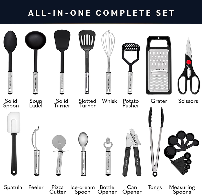 Home Hero 25 pcs Kitchen Utensils Set (Nylon and Stainless Steel)