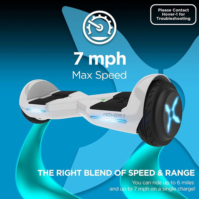 Hover-1 Dream Hoverboard Electric Scooter Light Up LED Wheels, Cotton White