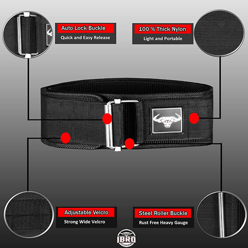 IBRO Quick Locking Premium Weight Lifting Belt Black