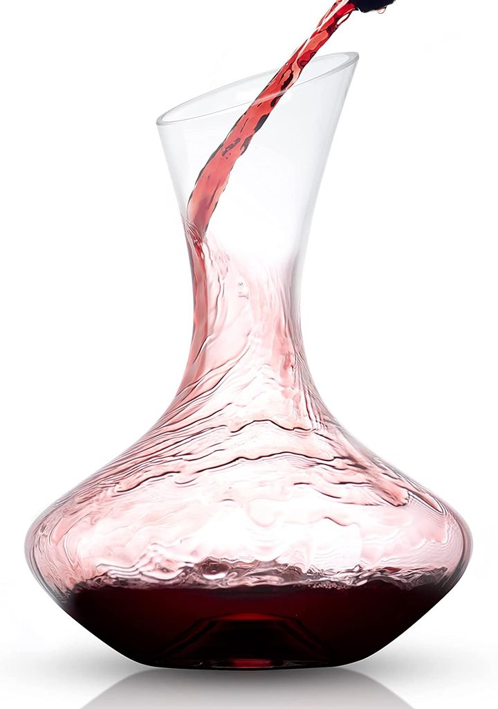 JoyJolt Lancia Wine Decanter Crystal Wine Aerator Handmade Base Glass Pitcher