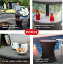 Keter Outdoor Household Essentials Furniture and Hot Tub Side Table with 7.5 Gallon Beer and Wine Cooler, Brown