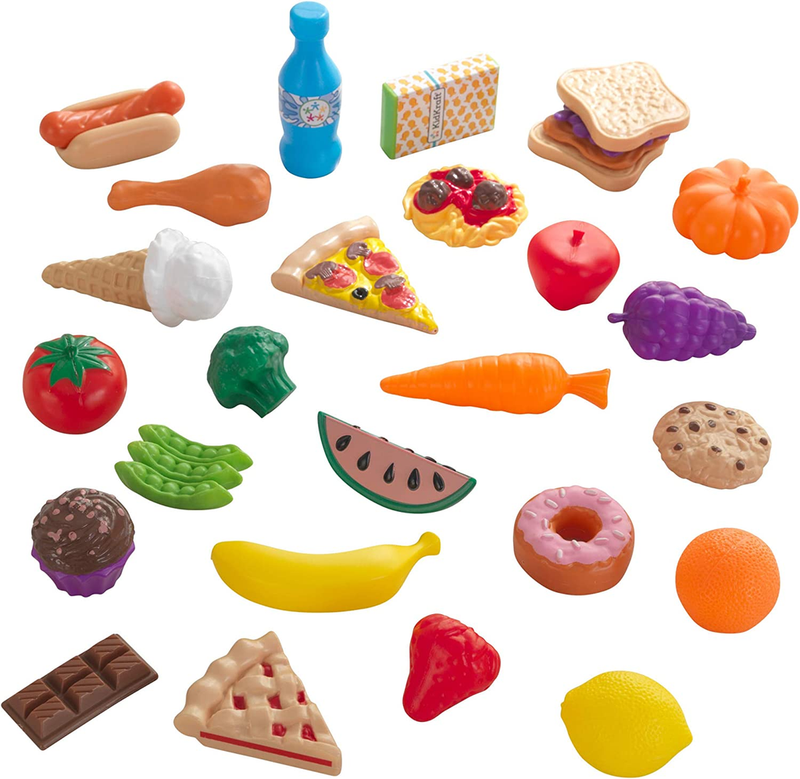 KidKraft 30-Piece Plastic Play Food Set, Fruits, Veggies, Sweets and More, for Ages 3+