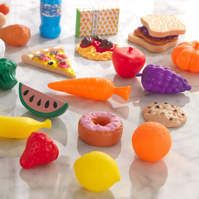 KidKraft 30-Piece Plastic Play Food Set, Fruits, Veggies, Sweets and More, for Ages 3+