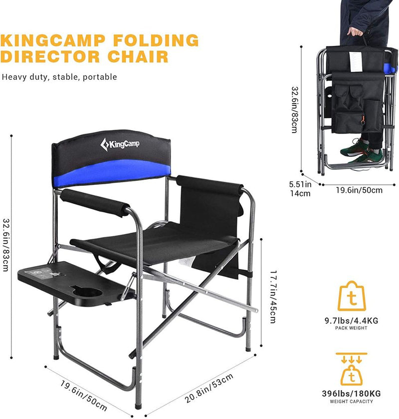 KingCamp Heavy Duty Camping Directors Chairs Supports 400lbs for Adults