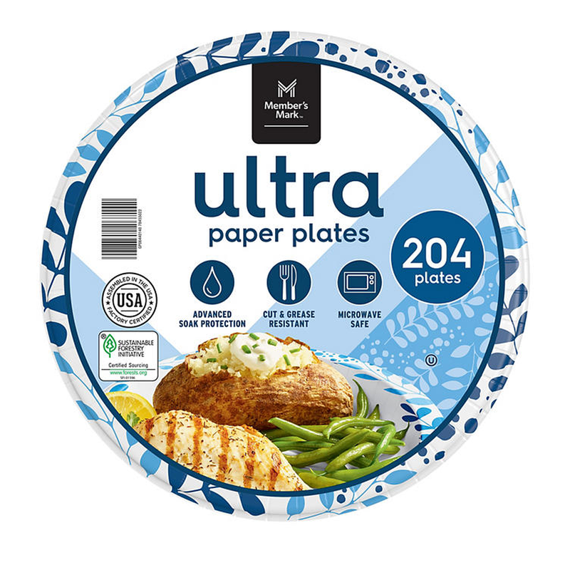 Member's Mark Ultra Dinner Paper Plates (10", 204 ct.)