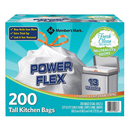 Member's Mark Power Flex Tall Kitchen Drawstring Trash Bags (13 gal., 200 ct.)