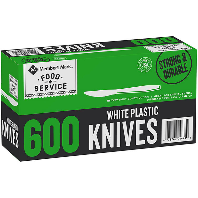 Member's Mark Plastic Knives, Heavyweight, White (600 ct.)